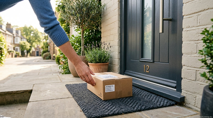 Monthly nasal stent subscription delivery arriving at a European doorstep