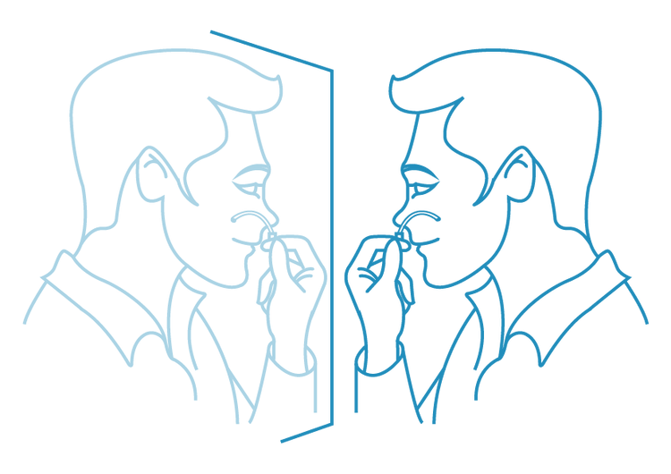 Back2Sleep insertion in front of a mirror