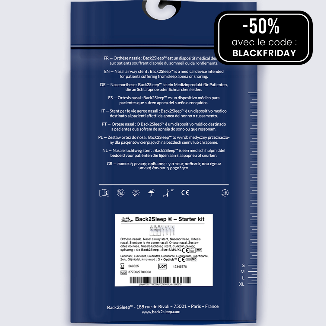 Back2Sleep Snorekit – Soft Anti-Snoring Nasal Stent · 4 Sizes · 3 Gels · 1 Month