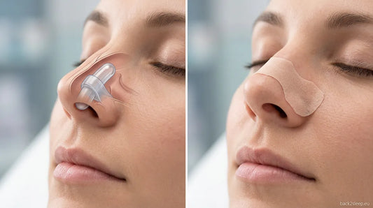 Nasal area clinical photography - internal nasal stent vs external adhesive strip comparison