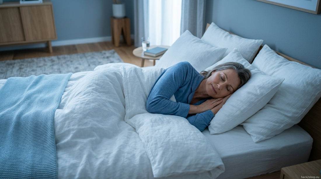 Woman sleeping peacefully after menopause — understanding hormonal snoring and sleep apnea