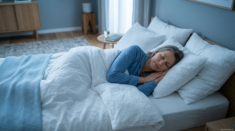Woman sleeping peacefully after menopause — understanding hormonal snoring and sleep apnea