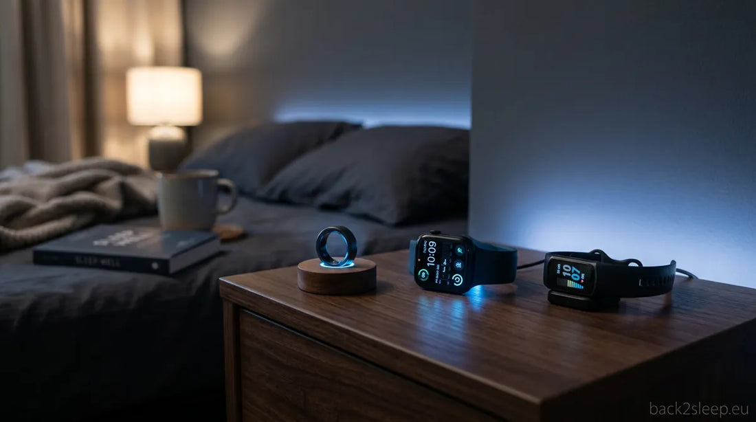 Wearable sleep tracking devices on nightstand - sleep tracker comparison 2026