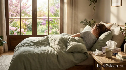 Bedroom with spring flowers and pollen - how allergies worsen snoring at night